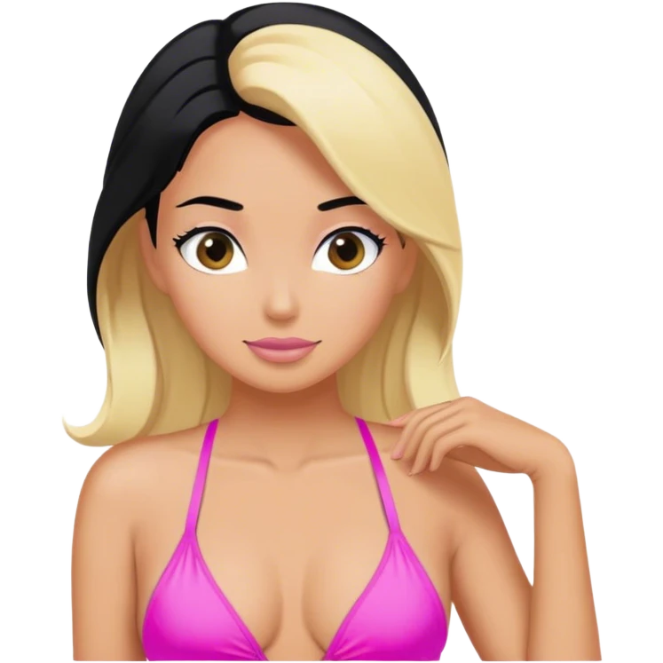 pink swimsuit blond woman with black hair  emoji