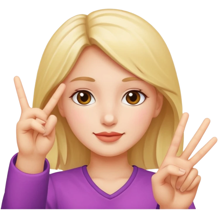 girl with peace sign emoji