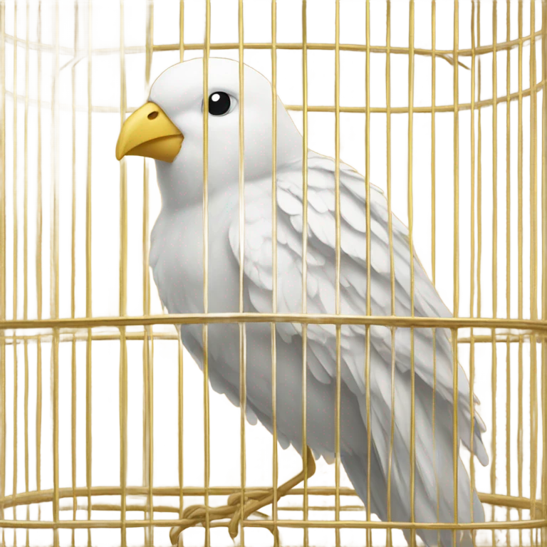 White bird in a golden cage emoji
