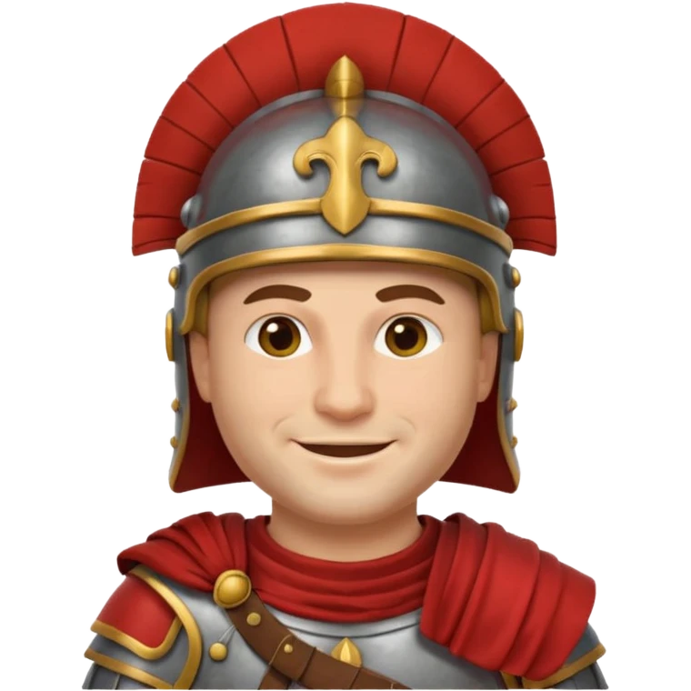 Emoji portrait of a Roman legionary. Helmet, armor, stern expression. emoji