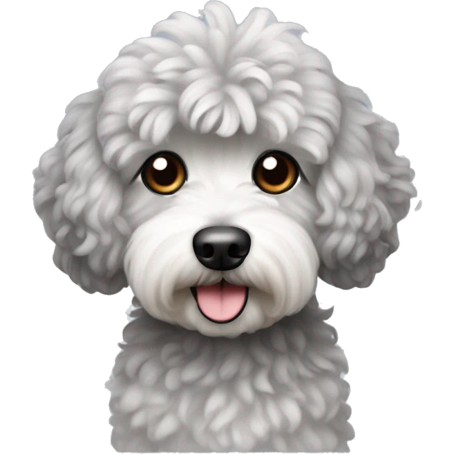 Create a small curly dog emoji with gray fur. Malti poo emoji