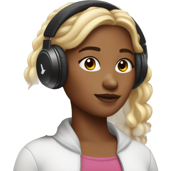 Girl with black AirPods Max  emoji