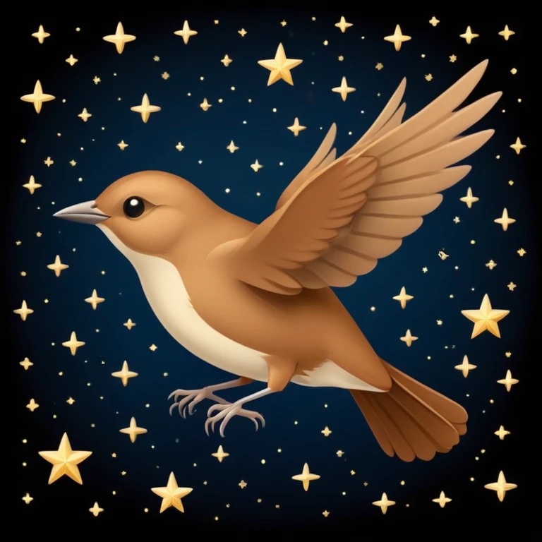 a nightingale bird flying against a dark starry night sky emoji