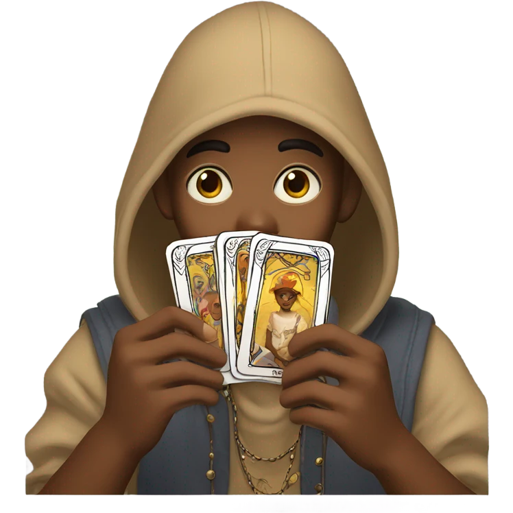 tan boy reading tarot cards magic emoji