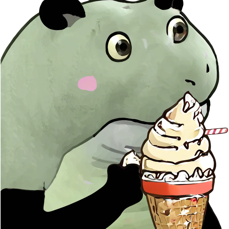 Panda eating ice cream emoji