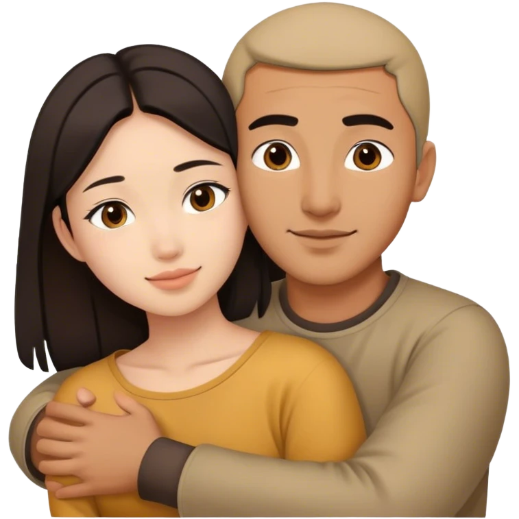 Can you make a young asian female hug a middle eastern guy  emoji