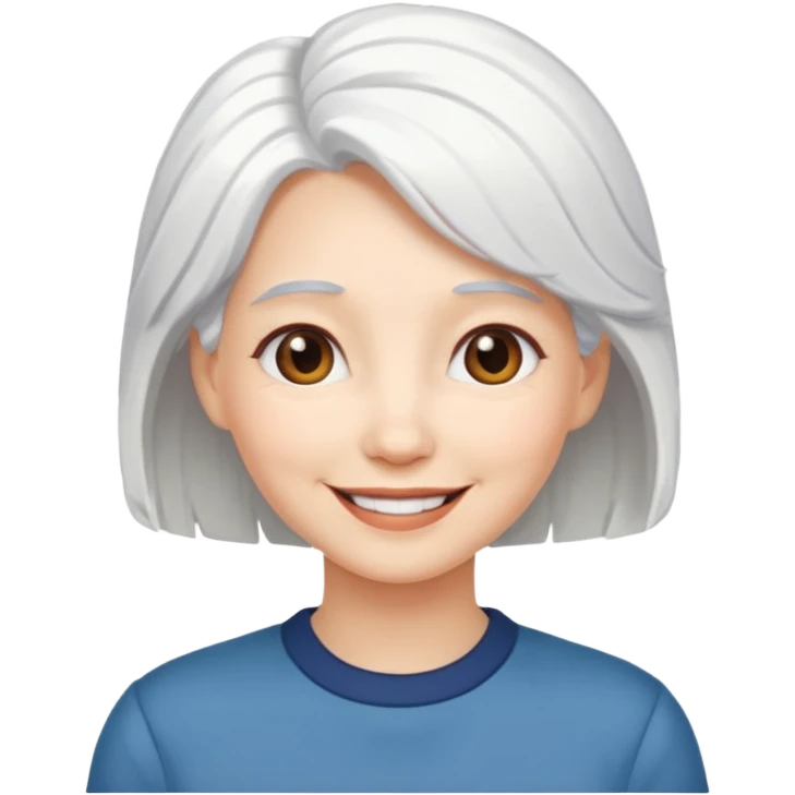 pure white hair, cute mature girl emoji