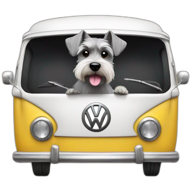 Zwergschnauzer in a VW Bus emoji