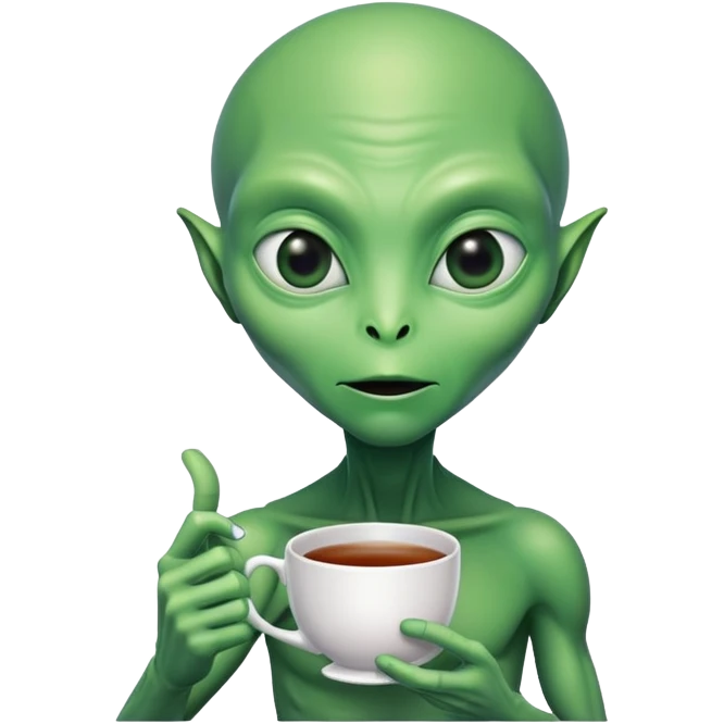 Ein Alien mit ein Tee in der Hand emoji