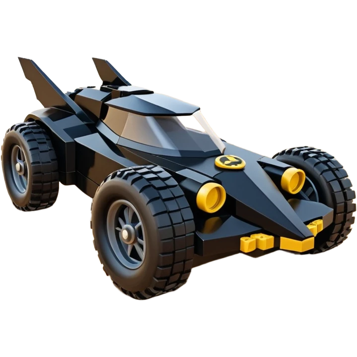  the animated series aerodynamic Lego futuristic Batmobile loosely based on 1936 school bus (flat long straight faceted mechanical body) stealthy town hot rod desert dirt racing rwd buggy  emoji