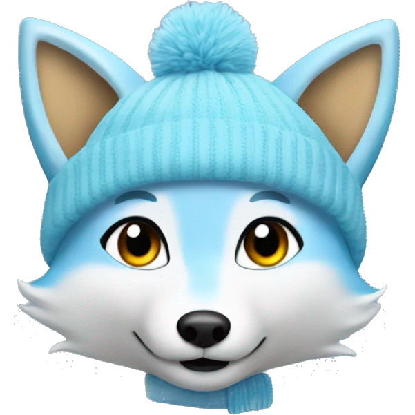 create a light blue fox with a beannie emoji