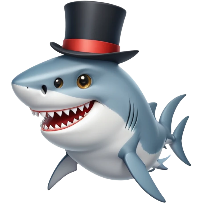 shark wearing a top hat emoji