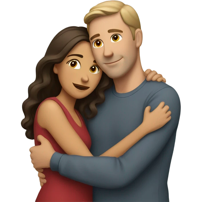 White man an hispanic woman hug each other emoji