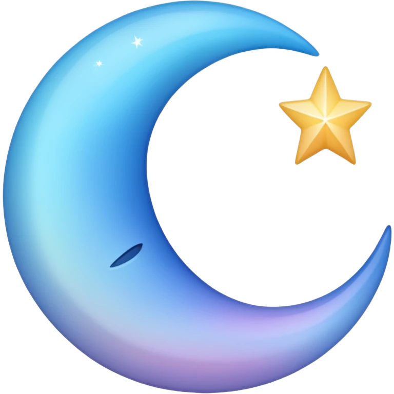 sparkly glossy pastel blue-gradient crescent moon emoji