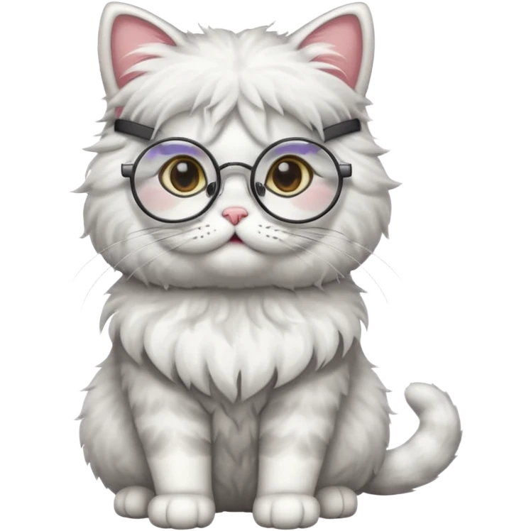 full body Cat with round glasses emoji