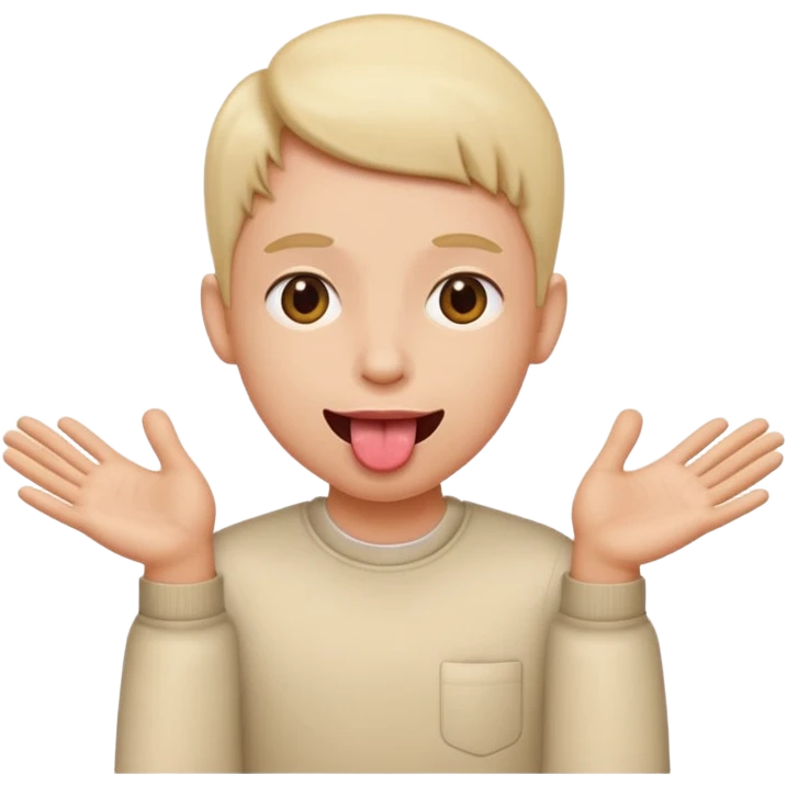 Tongue out with hands on the side emoji