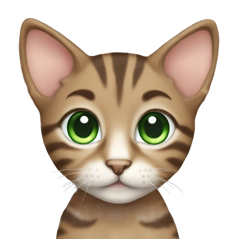 extremely cute kawaii brown tabby kitten with green eyes emoji