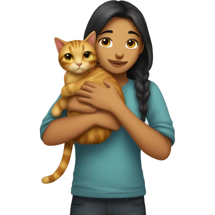 girl hug to cat emoji