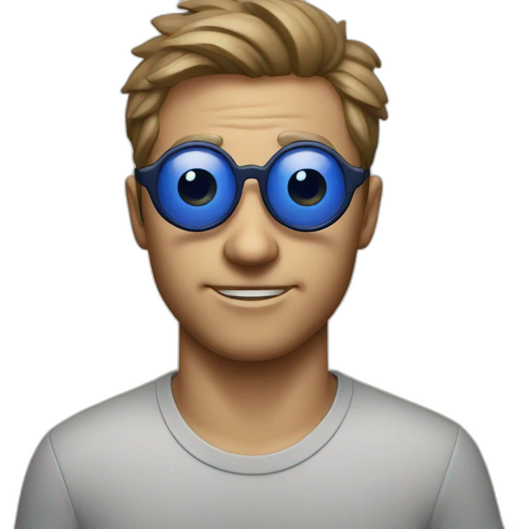 guy  with two blueberries on his eyes, behind glasses emoji