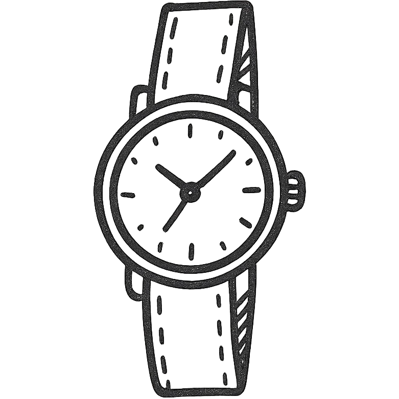 watch, hand drawn outlined icon style, sketchy lines, no fill emoji