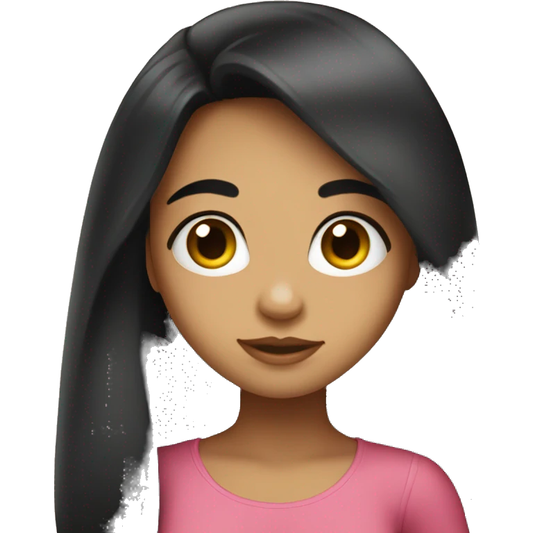 Cute hispanic girl with big eyes and long black hair emoji