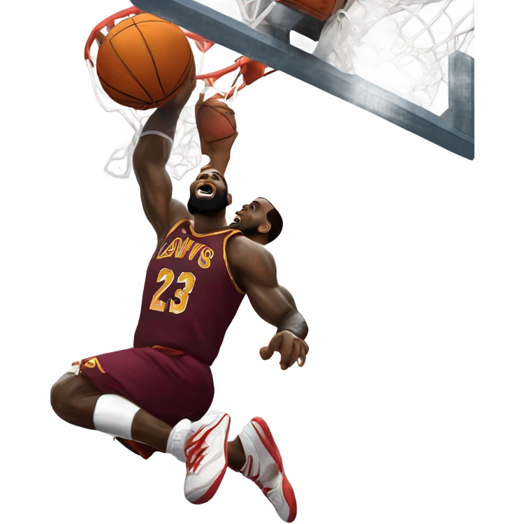 LeBron James dunking on a basketball hoop emoji