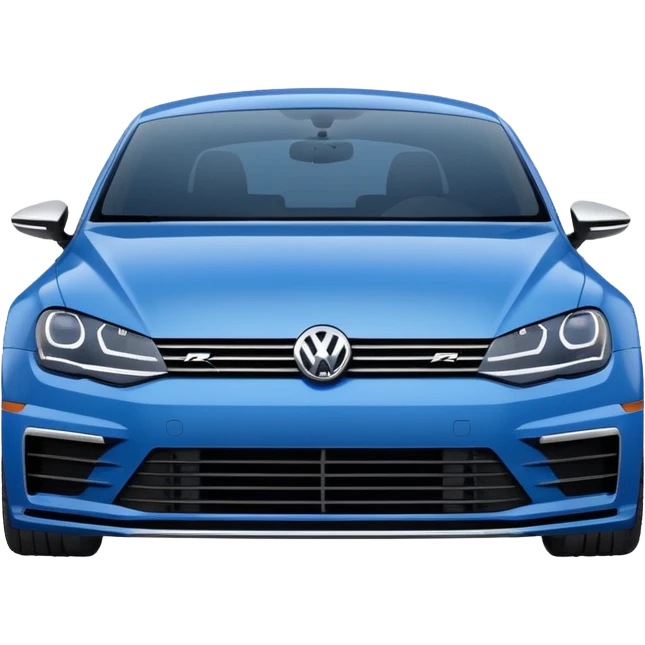 blue Volkswagen R car viewed from the front emoji