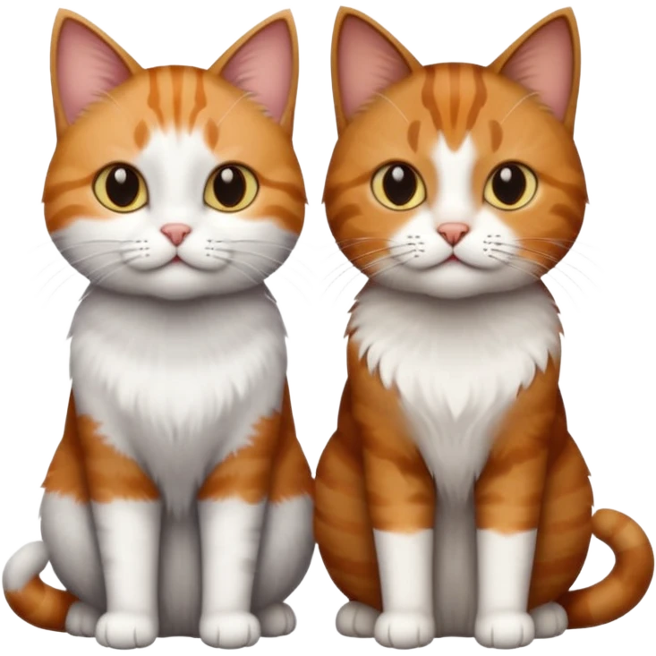 3 different coloured tiny short haired cats, including a dark grey and white cat, a ginger and white and a brown tabby and white emoji
