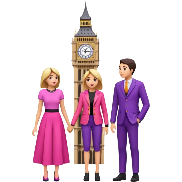 London Big ben and couple is seeing toward big ben and keep couple dress colourful pink,purple,orange,black and some lights emoji