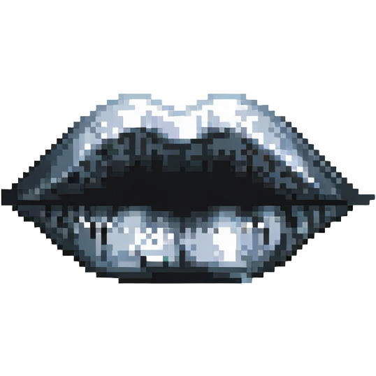 Pixelated black lips, gothic style emoji