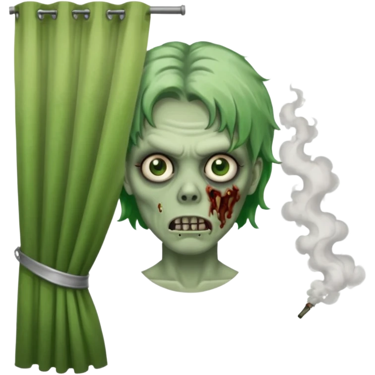 зомби который стоит лицом ко мне. прическа шторы, карие зеленые глаза, с дымом изо рта. типо swag emoji