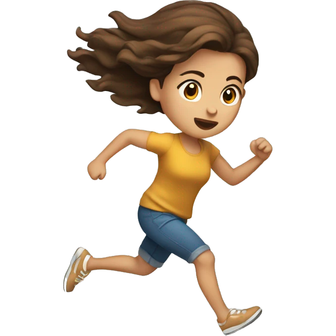 girl with brown hair running in a hurry emoji