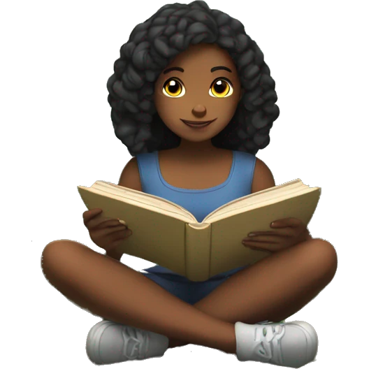 girl reading a book in the forest emoji