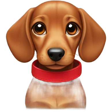 Ginger daschund puppy with red collar emoji