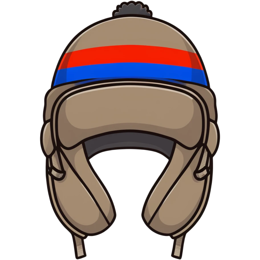 Russian ushanka hat with flag of Russia, warm winter hat with ear flaps emoji