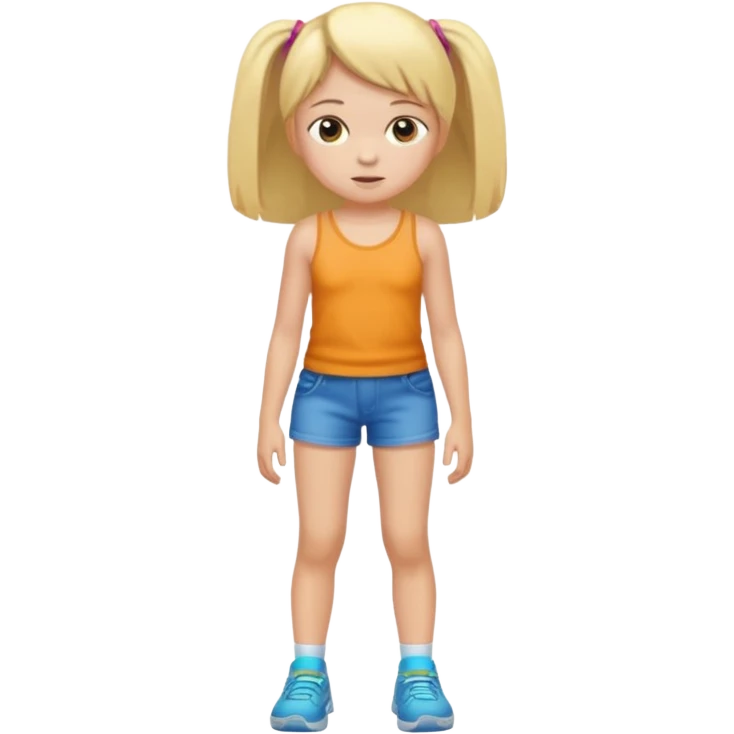 Child 8 year old girl standing  no shorts no shirt emoji