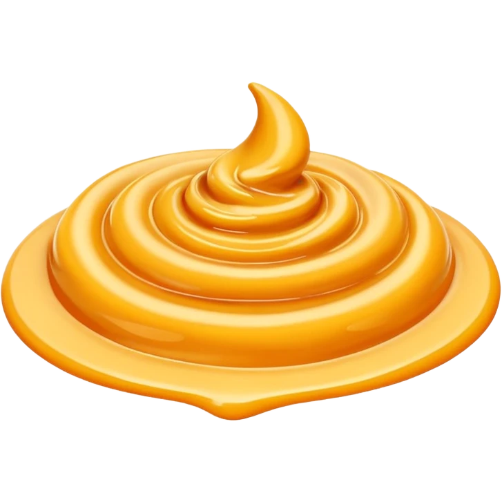 small swirl or dollop of rich yellow-orange sauce with creamy velvety texture, warm golden tones, glossy surface with subtle ridges and soft peaks, suggesting depth and spice, soft lighting, subtle shadows, emoji scale emoji