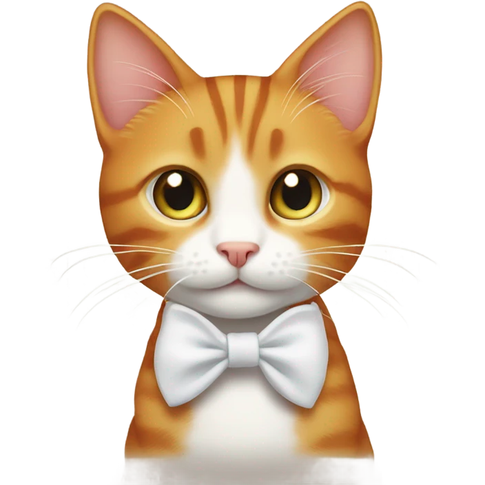 innocent eyed ginger tabby cat with a white bow  emoji