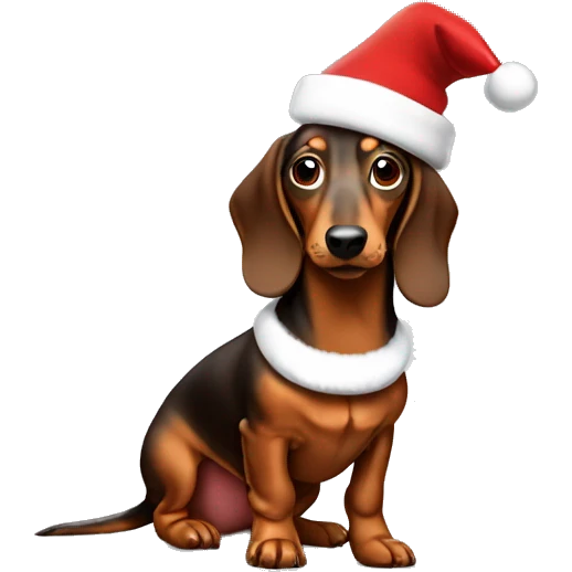 Daschund brown wearing a Santa hat emoji