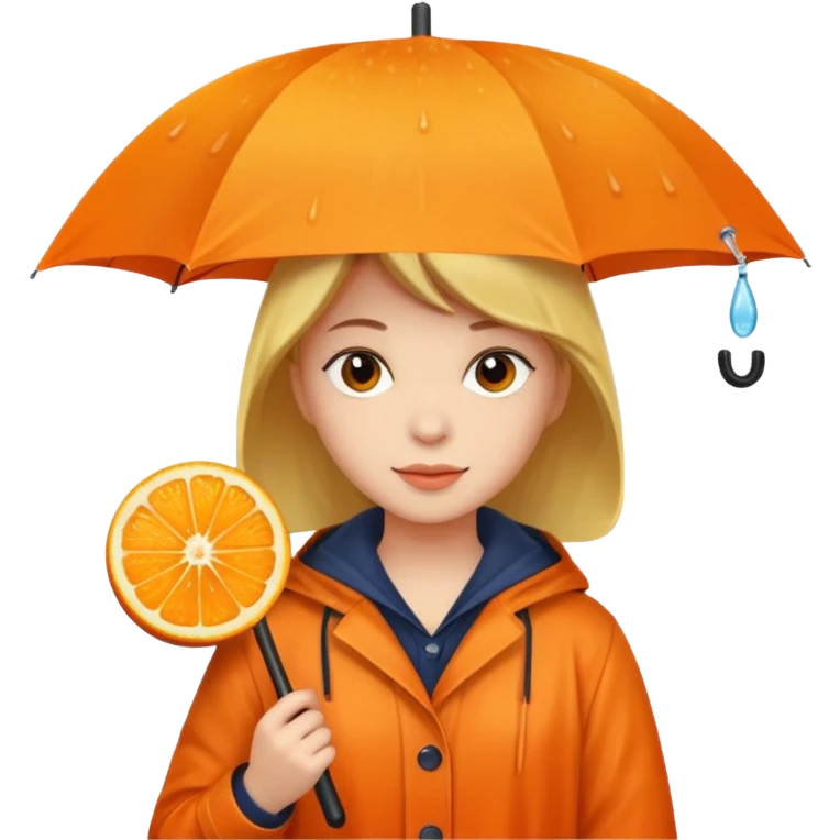 Rainy autumn just a orange umberella emoji