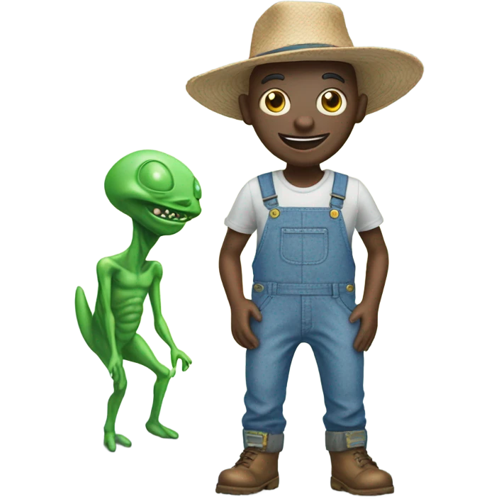 Alien In farmer overalls emoji