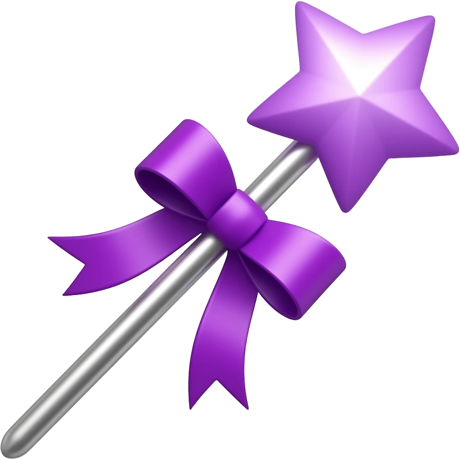 Purple ribboned purple magic wand emoji