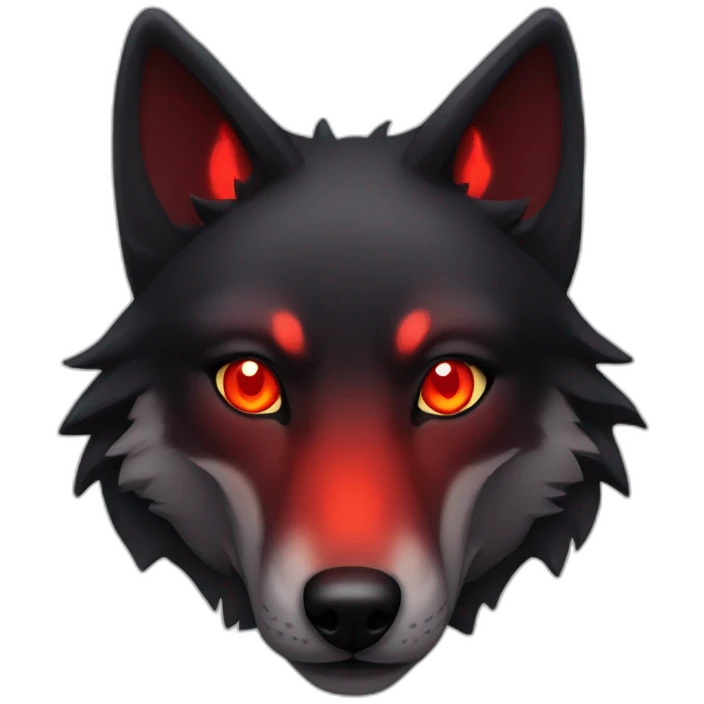 Red black wolf, red glowing eyes emoji