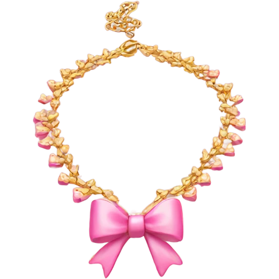 Gold necklace with little pink bows emoji