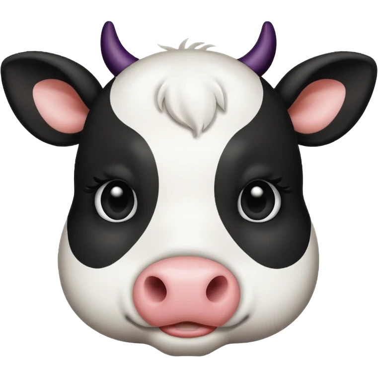 simple cute cow face, eyes of dot emoji