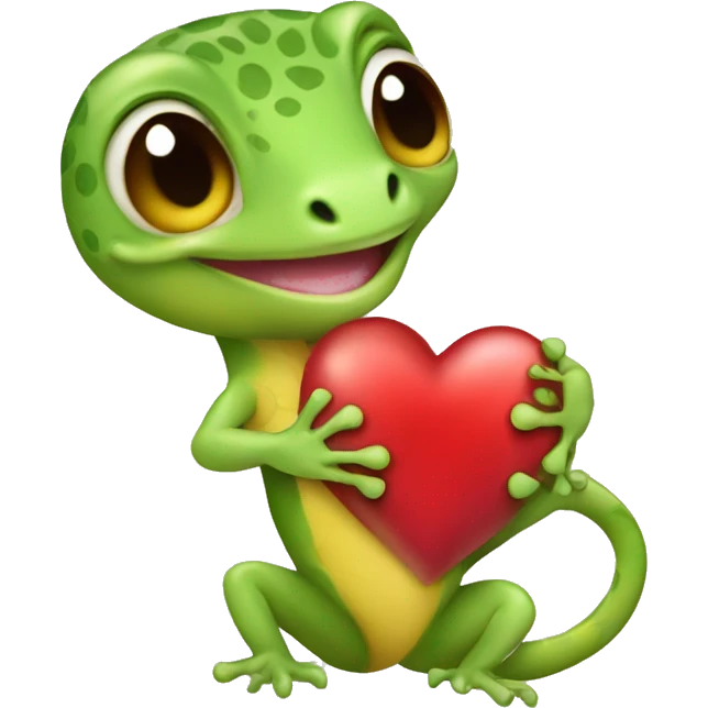 Baby gecko holding up a heart emoji