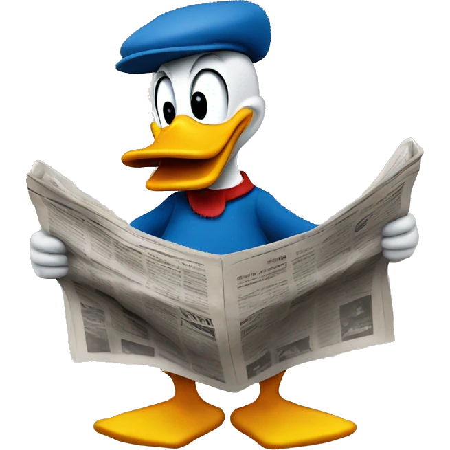 Donald duck with newspaper emoji