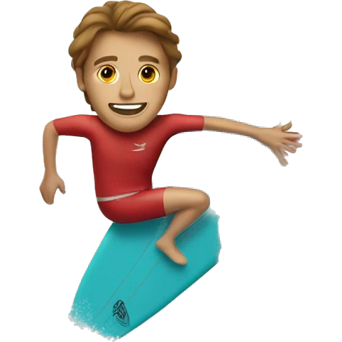 surfer on a red surfboard, the surfer has brown hair emoji