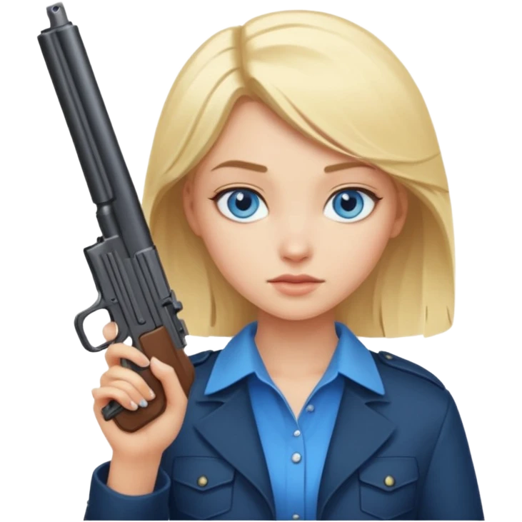 Blonde girl with blue eyes holding a gun emoji