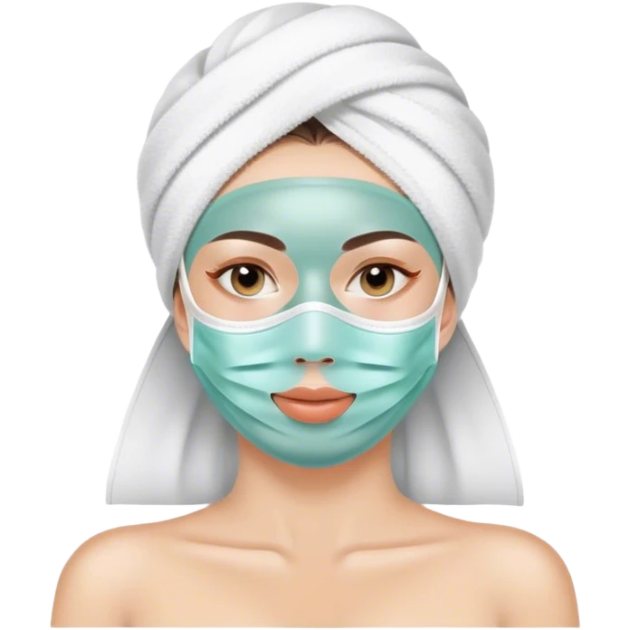 Lady with face mask spa beauty full face relaxing emoji